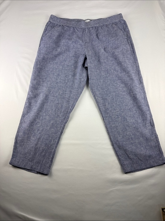 Sonoma Pants - Sonoma Linen Blend Crop Pants Blue Elastic Waist Women's XL EUC